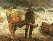 Laurits Tuxen den druknede bringes i land France oil painting artist
